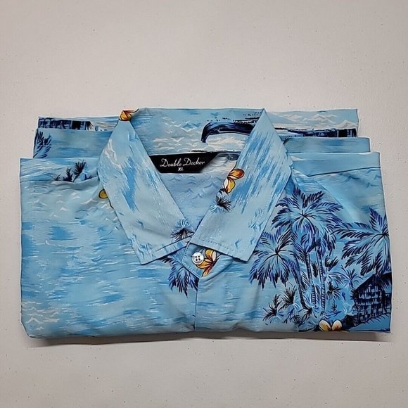Double Decker Men's Hawaiian Button Front Camp Shirt Island Floral Size XL - Picture 14 of 14